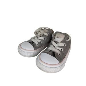 Converse All Star Toddlers Size 5 Gray & With Pink Canvas Low-Top Sneakers